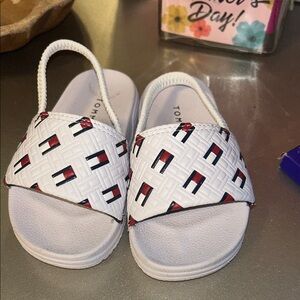 Tommy Hilfiger Kids White Patterned Slide Sandals